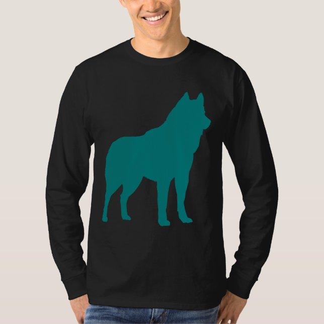 Camiseta Verde azulada Husky Silhouette (Anverso)