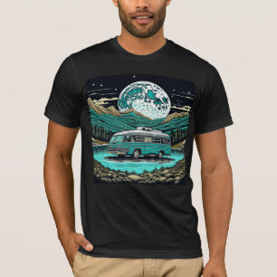 Camiseta Verde azulado Camper de RV Vintage en el retro de 
