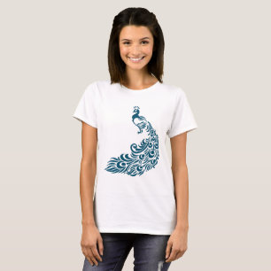 Camiseta Verde azulado Peacock Negrita Diseño Art Decó