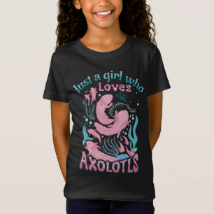 Camiseta Verde azulado rosa puro Chica que ama a Axolotls