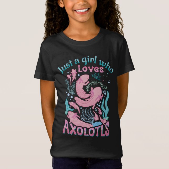 Camiseta Verde azulado rosa puro Chica que ama a Axolotls (Anverso)