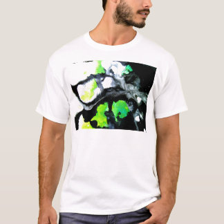 Camiseta Verde blanco del negro abstracto audaz de la
