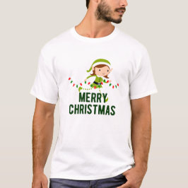 Camiseta Verde Blanco Moderno Feliz Navidad