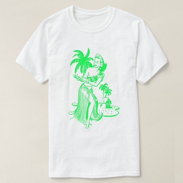 Camiseta verde Chica Hula (Diseño del anverso)