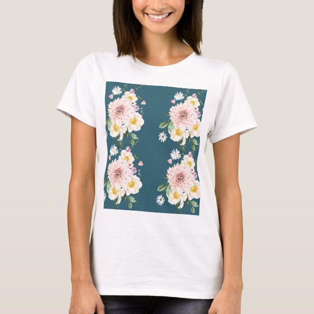 Camiseta Verde con flores (Anverso)