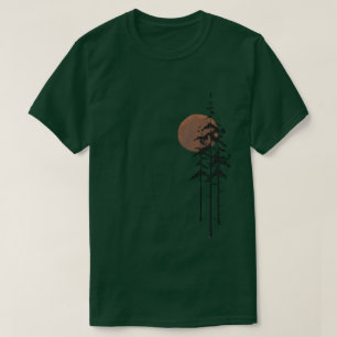 Camiseta verde con la luna y el diseño forestal