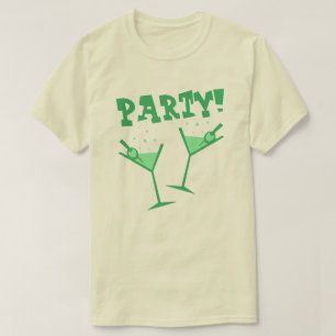 Camiseta verde de bebidas para fiesta retro