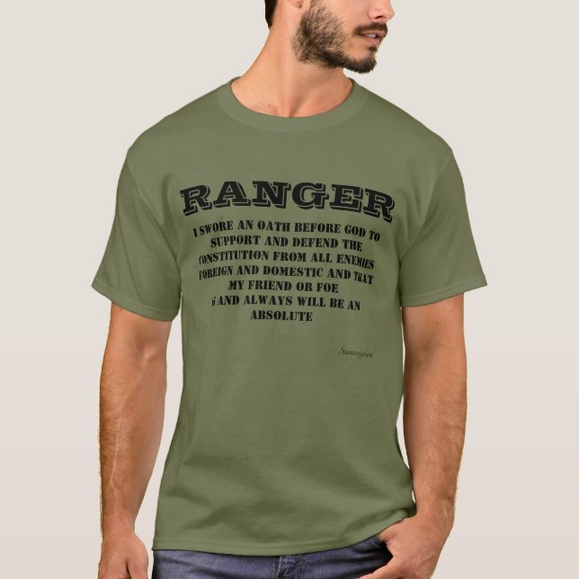 Camiseta verde de camiseta con un juramento más am (Anverso)