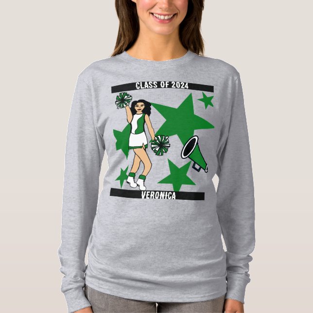 Camiseta Verde de Clase de Aplausos Personalizada  (Anverso)