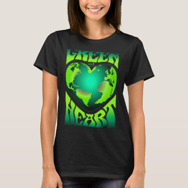 Camiseta Verde De Corazón Eco Amigable Con El Medio Ambient (Anverso)