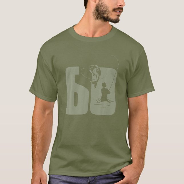 Camiseta Verde de cumpleaños 60 pescador (Anverso)