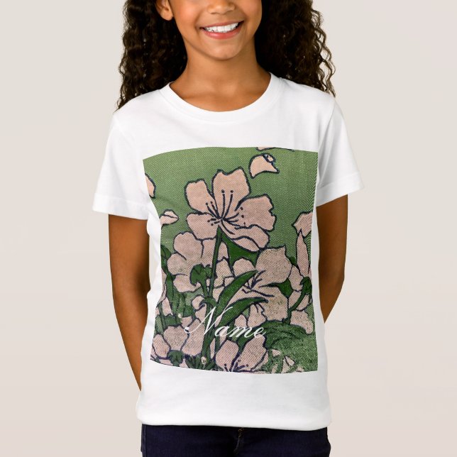 Camiseta Verde de flores rosadas (Anverso)