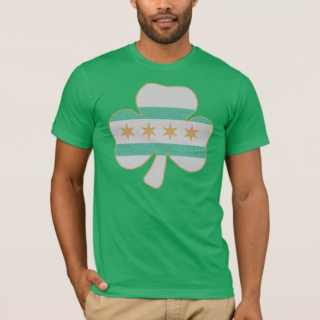 Camiseta verde de Kelly del trébol de la bandera (Anverso)