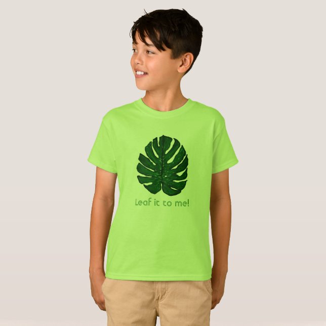 Camiseta verde de la hoja de Monstera (Anverso completo)