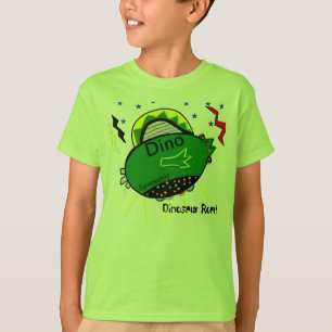 Camiseta verde de la nave espacial de los dinosaur