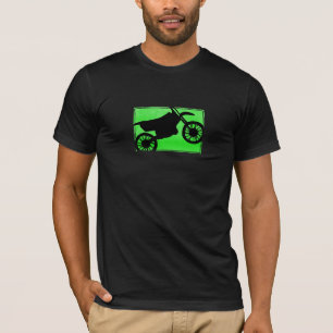 Camiseta verde de la silueta de la bici de la