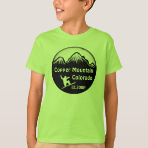 Camiseta verde de la snowboard de los muchachos de