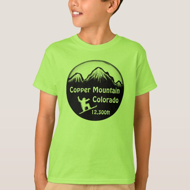 Camiseta verde de la snowboard de los muchachos de (Anverso)