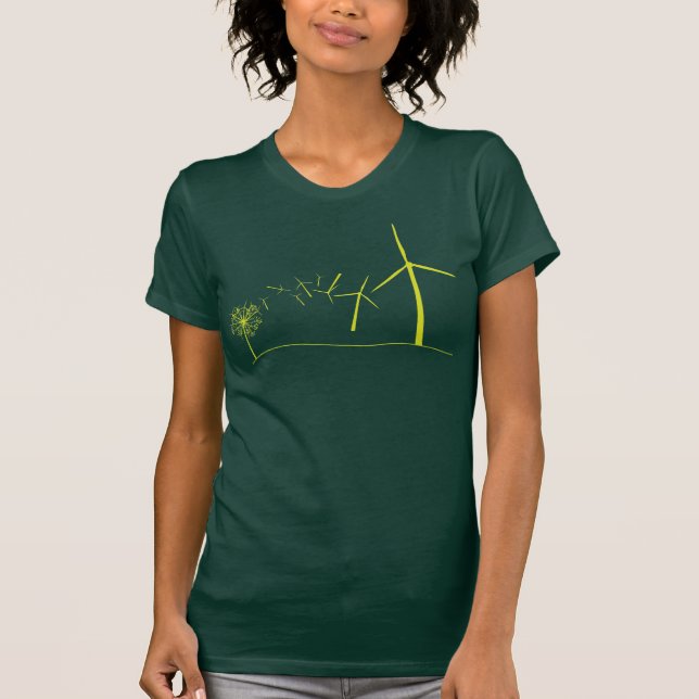 Camiseta Verde de las turbinas de viento (Anverso)