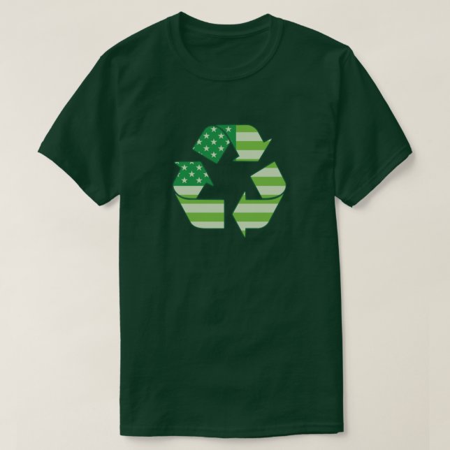 Camiseta Verde de los E.E.U.U. que recicla símbolo (Diseño del anverso)