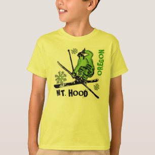 Camiseta verde de los muchachos del esquiador de