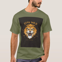 Camiseta verde de manga media con tipografía Stay 