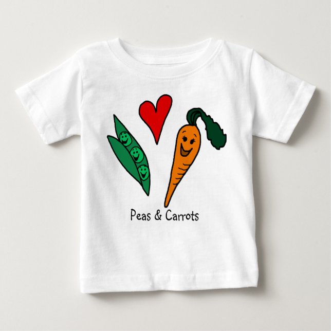 Camiseta verde del amor de los guisantes y de las (Anverso)