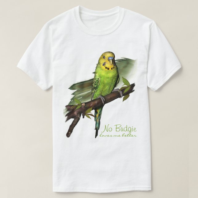 Camiseta verde del arte de Budgie (Diseño del anverso)