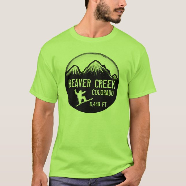 Camiseta verde del arte de la snowboard de (Anverso)