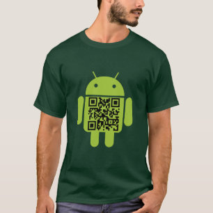 Camiseta verde del código del androide QR