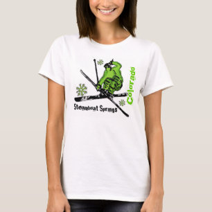 Camiseta verde del esquí de las señoras de