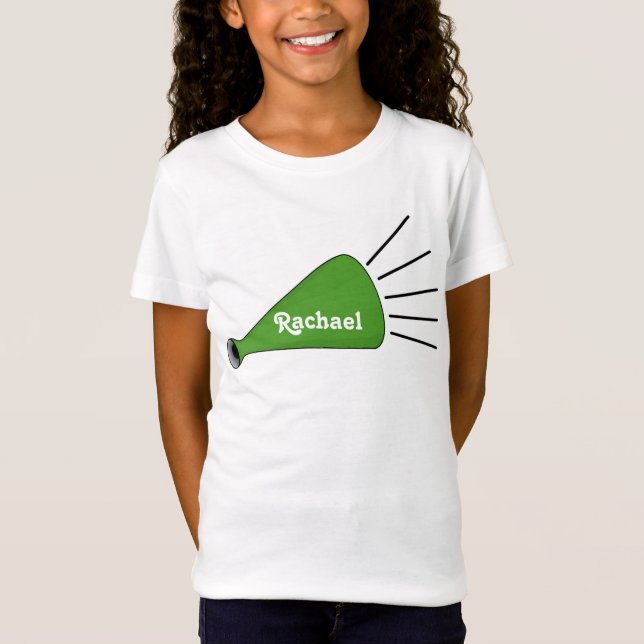 Camiseta verde del megáfono de la animadora (Anverso)