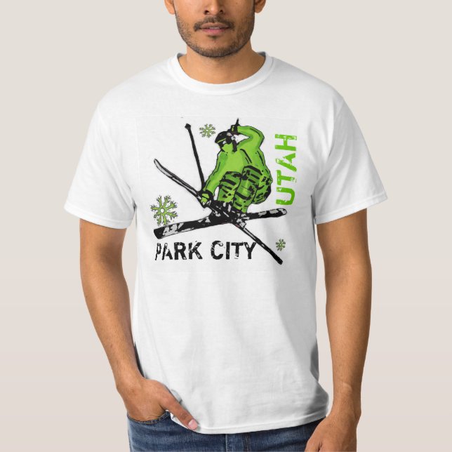 Camiseta verde del valor del esquiador del tema de (Anverso)