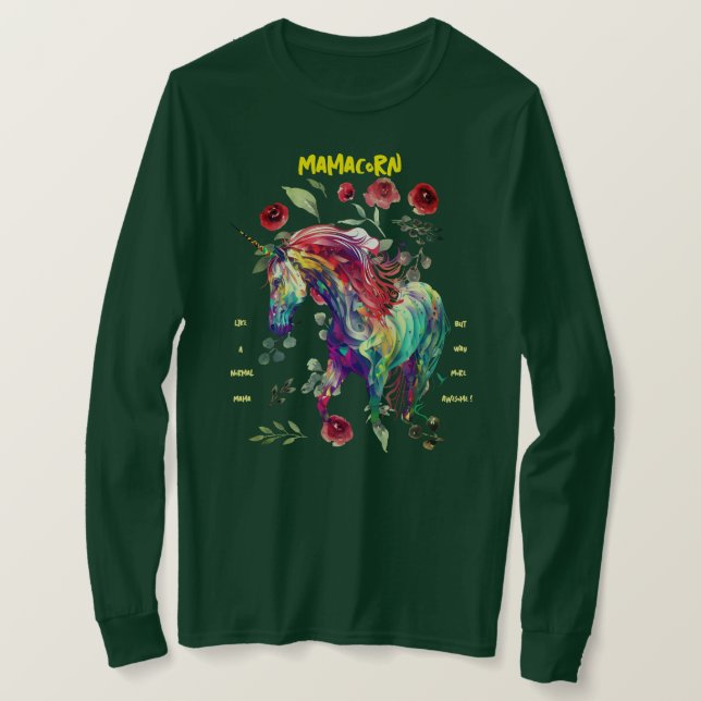 Camiseta (Verde Forestal) Mama Unicorn (Anverso del diseño)