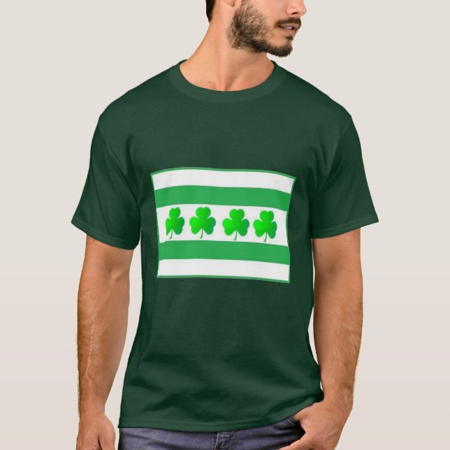 Camiseta Verde irlandés de la bandera de Chicago (Anverso)