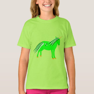 Camiseta Verde irlandés lindo y unicornio de oro