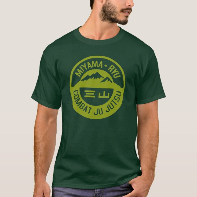 Camiseta Verde militar del logotipo de Miyama Ryu (Anverso)