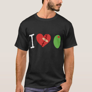 camiseta verde oliva del corazón i (negro)