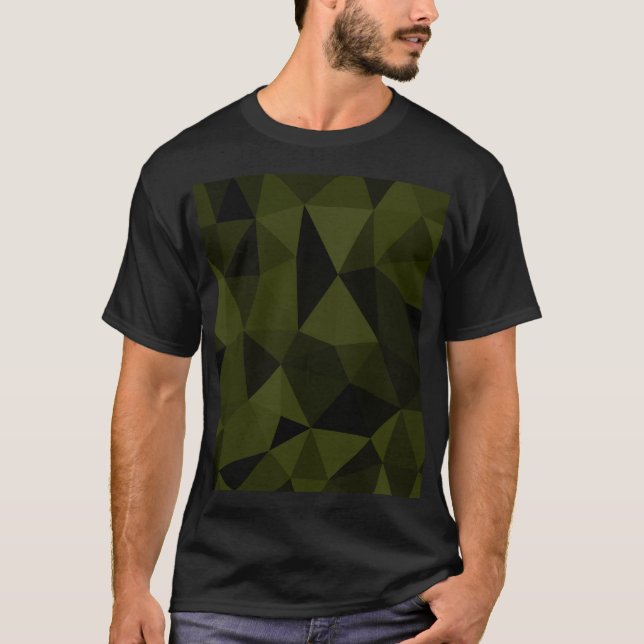 Camiseta Verde oscuro del ejército negro patrón de malla ge (Anverso)