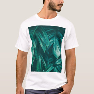 Camiseta Verde oscuro, follaje de la selva tropical.