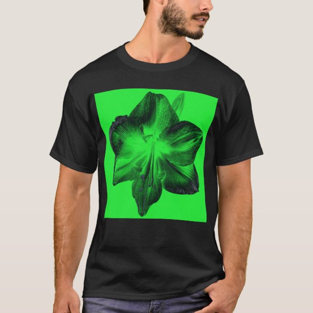 Camiseta Verde oscuro sobre Amaryllis verde claro (Anverso)