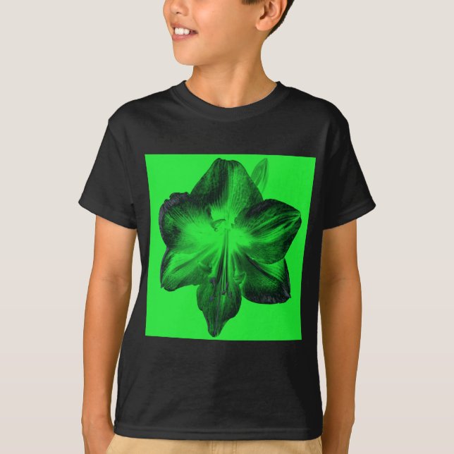 Camiseta Verde oscuro sobre Amaryllis verde claro (Anverso)
