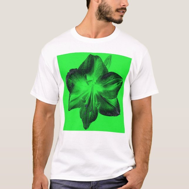 Camiseta Verde oscuro sobre Amaryllis verde claro (Anverso)