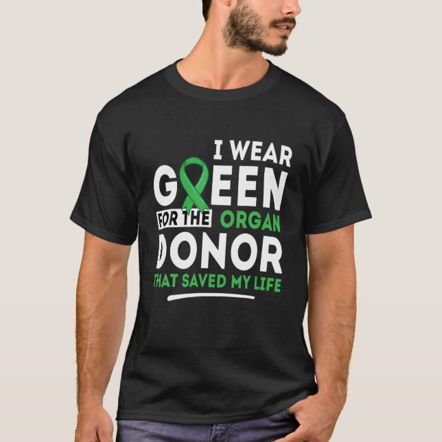 Camiseta Verde Para El Donante De Órganos - Transplantar Ri (Anverso)