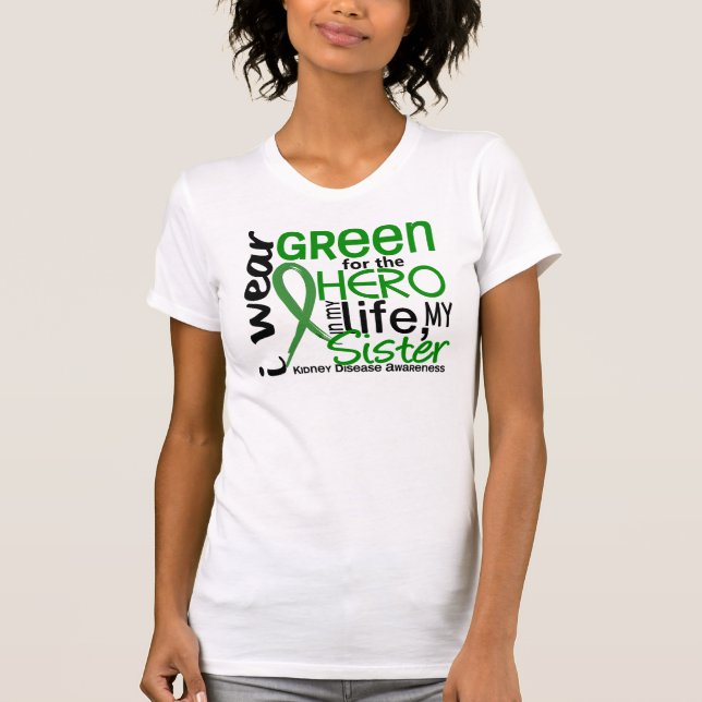 Camiseta Verde para la enfermedad de riñón de la hermana (Anverso)