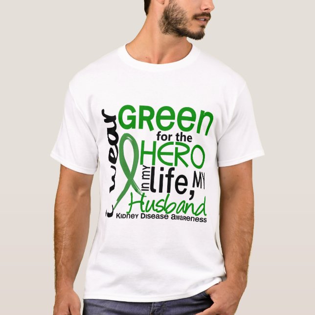 Camiseta Verde para la enfermedad de riñón del marido del (Anverso)