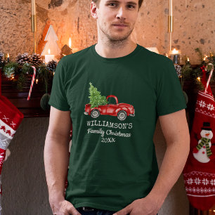 Camiseta Verde personalizado camión del vintage del navida