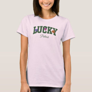 Camiseta Verde personalizado 'SUERTE' con tréboles colorido