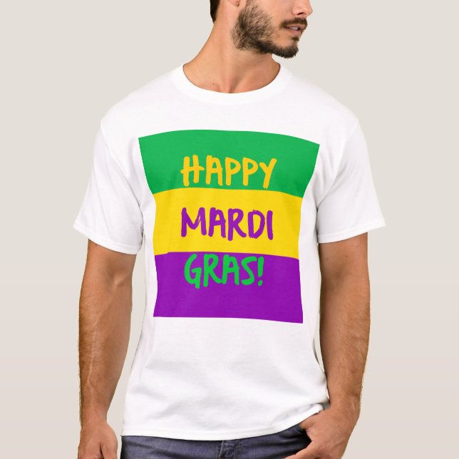 Camiseta Verde púrpura y oro del carnaval feliz (Anverso)