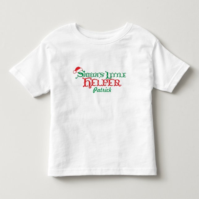 Camiseta verde roja del pequeño del ayudante de (Anverso)